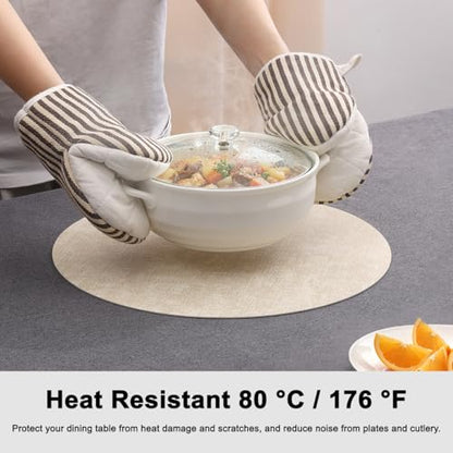 Myir JUN 14" Round Placemats Set of 4, Reversible Dual-Color Place Mats - color: Cream-white Sage Green