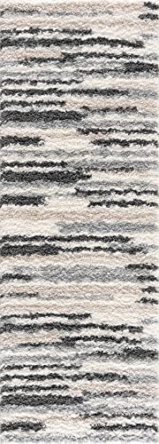Hauteloom Lux Shag - Moroccan Farmhouse Hallway Entryway Kitchen Shaggy Runner Rug - Bohemian Shag - Plush High Pile - Southwestern Boho Soft Carpet - Tribal Aztec - Grey, Beige - 2'7" x 7'3" - color: Cream, Beige, Gray / Zoya, size: 2'7" x 7'3" (Runner)