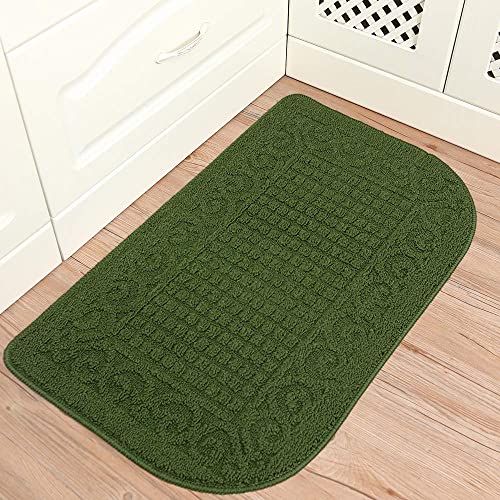 COSY HOMEER 39x20 Half Round Kitchen Rug,Non Slip Washable Mat,Green 1PC - color: Green, size: 1'8" x 3'3" (Semicircular)
