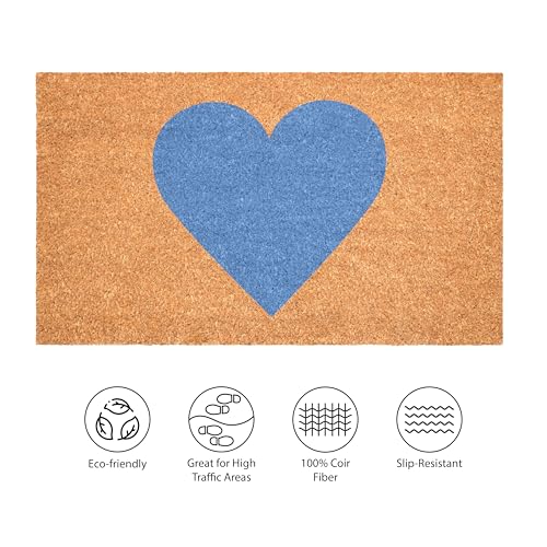 Calloway Mills Madison Heart Doormat (Blue, 17" x 29") - color: Blue, size: 1'5" x 2'5" (Rectangular)