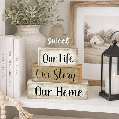 Farmhouse Table Decor, 4pcs Our Life Our Story Our Home Decor - style: Home