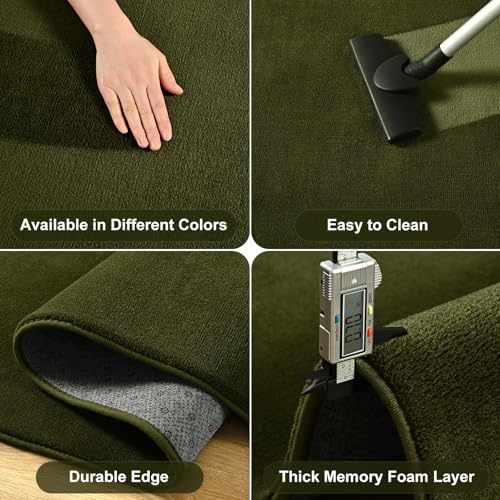 Amearea Modern Soft Hallway Runner Rug, 2x6 Olive Green Washable Runner Rug - color: Olive Green, size: 2' x 6' (Runner)