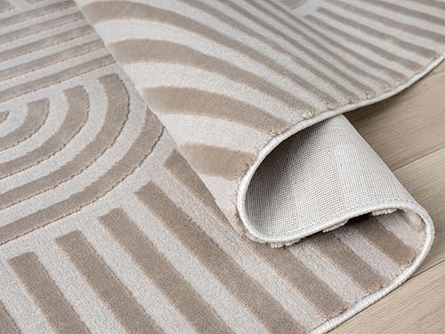 2x7 Beige Modern Geometric Area Rug for Living Room, Bedroom - color: 1004 - Beige, size: 2' x 7' (Rectangular)