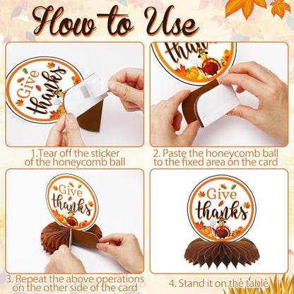 10 Pcs Thanksgiving Honeycomb Centerpieces, Fall Table Decorations - style: Thanksgiving Style
