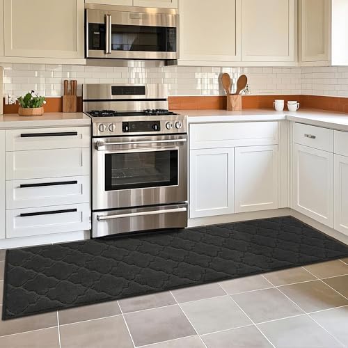 COSY HOMEER Soft Kitchen Floor Mats and Rugs Non Slip 20"x79",Black - color: Black, size: 20"X 79"