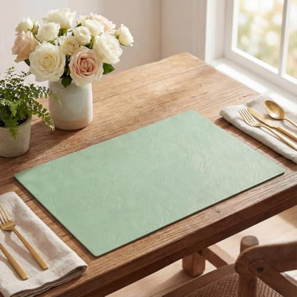 Artoid Mode Sage Faux Leather Placemats Set of 4 - color: Sage, size: 12" x 18", Rectangular Set of 4