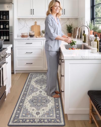 DEXI Kitchen Floor Mats Cushioned Anti Fatigue Runner Rug 24x59 Dark Grey - color: Dark Grey, size: 59"L x 24"W x 0.4"Th