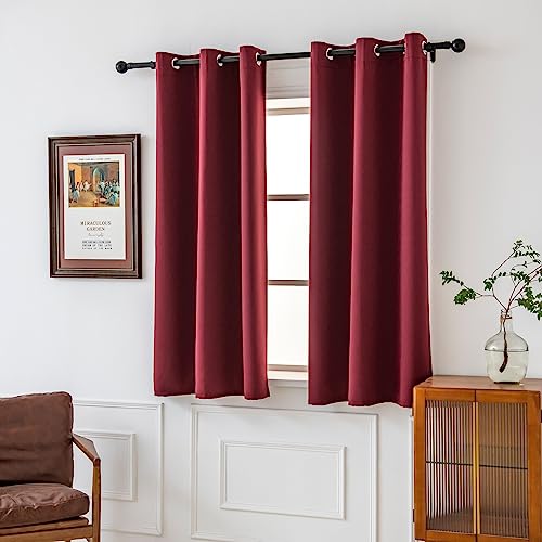 Pickluc Grommet Blackout Curtains for Bedroom and Living Room 2 Panels Set, Thermal Insulated Room Darkening Curtains, Burgundy Red, 42 x 54 Inch - color: Burgundy Red, size: 42"W x 54"L (Pack of 2)