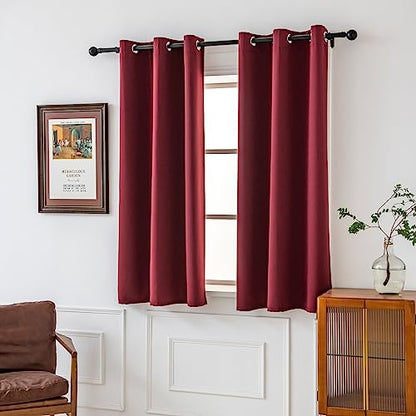Pickluc Grommet Blackout Curtains for Bedroom and Living Room 2 Panels Set, Thermal Insulated Room Darkening Curtains, Burgundy Red, 42 x 54 Inch - color: Burgundy Red, size: 42"W x 54"L (Pack of 2)