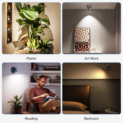 Olafus 2 Pack LED Wireless Spotlight Indoor with Timer/Remote, Black - color: Black