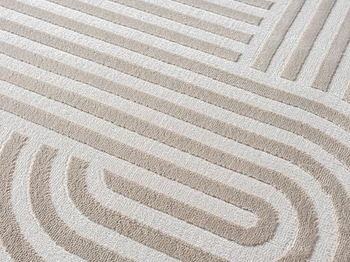 6x9 Beige Modern Geometric Area Rug for Living Room, Bedroom - color: 1004 - Beige, size: 6' x 9' (Rectangular)