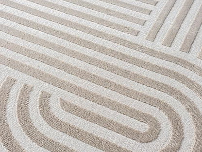 6x9 Beige Modern Geometric Area Rug for Living Room, Bedroom - color: 1004 - Beige, size: 6' x 9' (Rectangular)