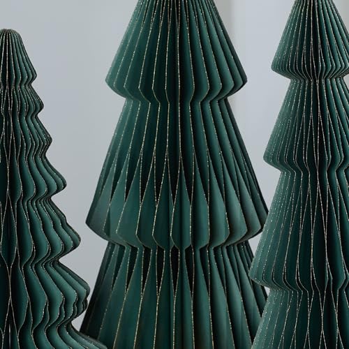 Pine Set of 3 Winter Honeycomb Paper Trees (Large Set 3 Pine) - color: Large Set 3 Pine