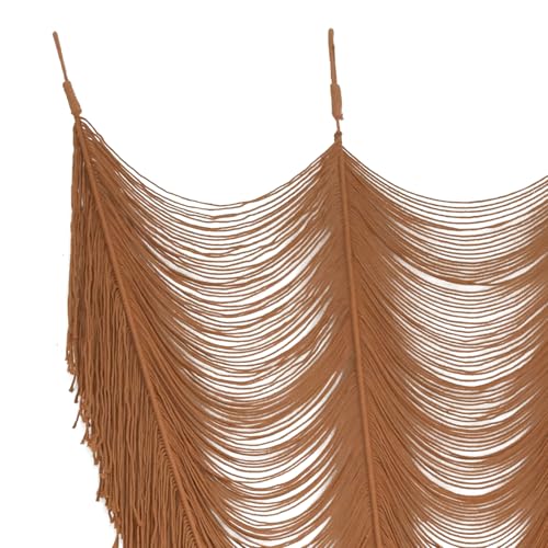 Macrame Curtain Boho Handmade Fiber Art Khaki Window Decor Yarn 59" W*75" L - color: Khaki