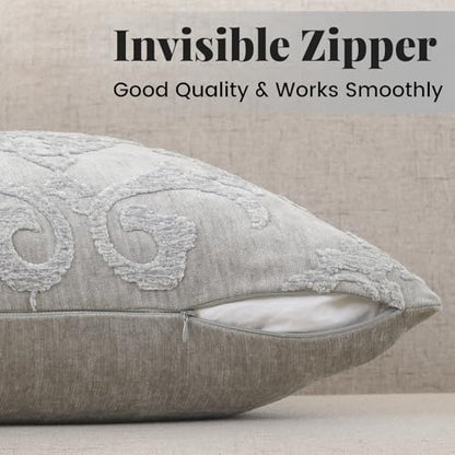 HPUK Embroidered Throw Pillow Covers 18x18 Inch, Boho Damask, Set of 2 - color: Grey-damask