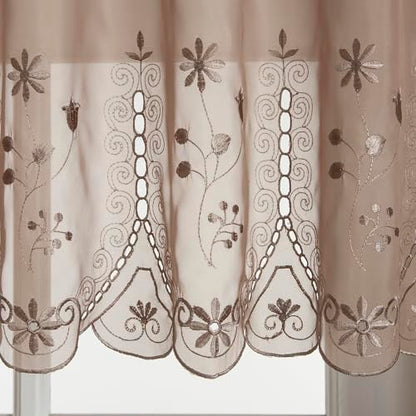 Today's Curtain, Samantha Embroidered Sheer Tier 24", Taupe, 59" W x 24" L - color: Taupe, size: 59"W x 24"L (Pack of 1)