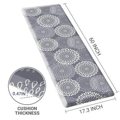 Kitchen Mat Water-Resistant Kitchen Rugs Cushioned Anti-Fatigue Floor Mat - color: Grey, size: 60"L x 17.3"W x 0.5"Th