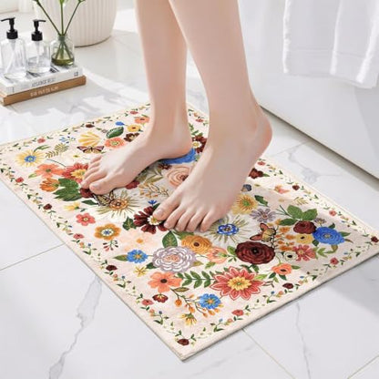 Bath Mat 17x24 Non Slip, Washable Low Pile Area Rug, Beige - color: Blush Beige, size: 1'4" x 2' (Rectangular)