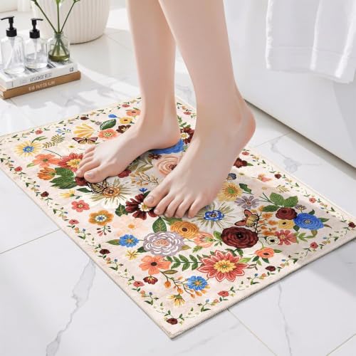 Bath Mat 17x24 Non Slip, Washable Low Pile Area Rug, Beige - color: Blush Beige, size: 1'4" x 2' (Rectangular)