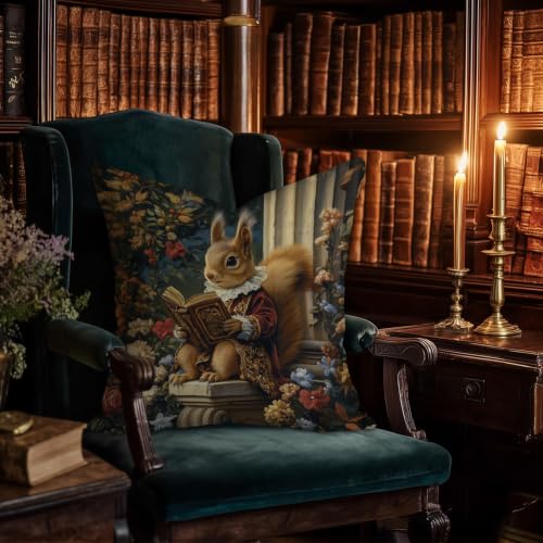 Retro Fairy Tale Squirrel Decorative Throw Pillow Cover,Cushion Cover - color: Bronw-squirrel