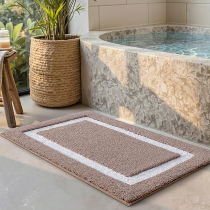 LUMI Bathroom Rug, Non Slip Absorbent Bath Mat, Dark Beige, 16"x24" - color: Dark Beige, size: 16"x24"
