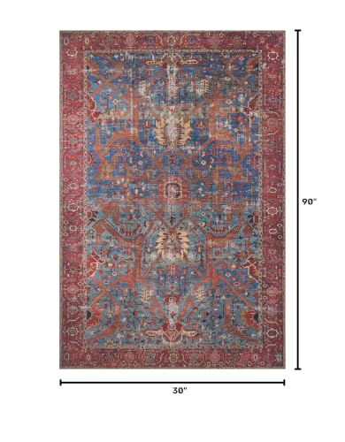 Loloi Loren Blue/Red 2'-6" x 7'-6" Runner Rug - color: Blue / Red, size: 2'6" x 7'6" (Rectangular)