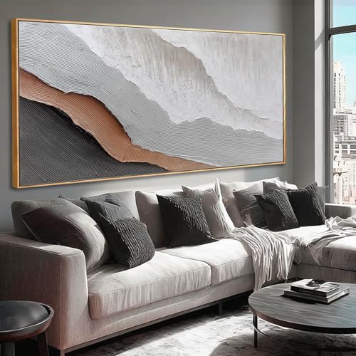 Large Framed Canvas Wall Art Prints,Beach Wave Landscape Wall Decor,White Abstract Neutral Artwork,29"x58" Pictures for Living Room Bedroom Office - color: SOUGUAN-BHZ73147, size: 58"L x 29"W