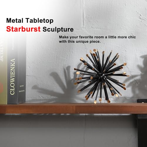 6.5” Modern Starburst Metal Tabletop Sculpture, Black Shelf Accent Decor