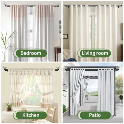 3/4" Diameter Farmhouse Double Window Treatment Curtain Rod, Pewter Bird Finials (28"-48", Black Rod) - color: Black with Pewter Finial, size: 28"-48"