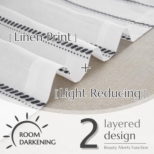 jinchan Stripe Linen Window Valance Curtain, 50x16, 1 Panel, Black - color: Nautical Striped Black on White, size: 50"W x 16"L (Pack of 1)