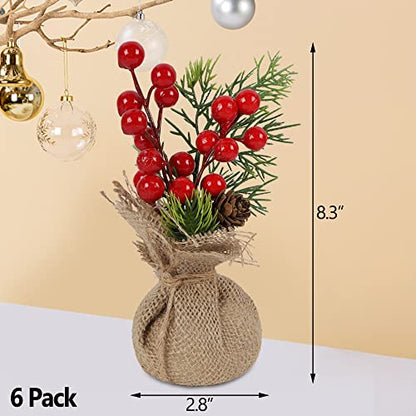 winemana 6 Pcs Mini Christmas Tree Table Decorations Office Holiday Decor - size: 8in