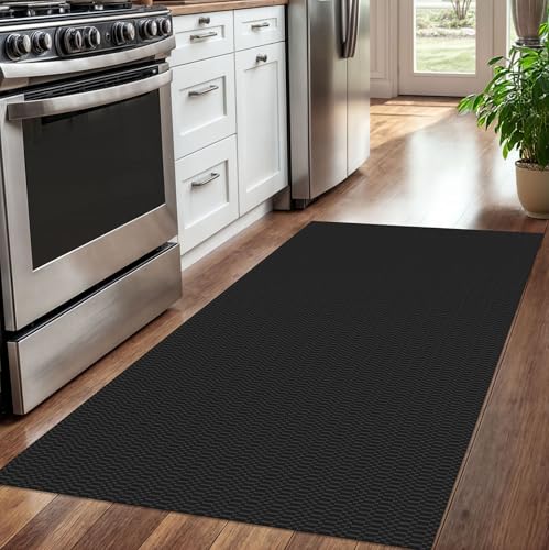 KOZYFLY 3x5 Washable Area Rug, Non Slip Woven Entryway Rug, Black/Grey - color: Black/Charcoal Grey, size: 3' x 5' (Rectangular)