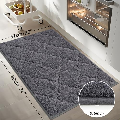 COSY HOMEER Kitchen Rugs Non Slip Washable 20"x32",Dark Grey - color: Dark Grey, size: 20"X 32"