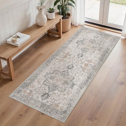 BESBLEE 2'6"x6' Washable Runner Rug Non Slip for Hallway, Light Taupe Brown - color: Light Taupe Brown, size: 2'6" x 6' (Runner)