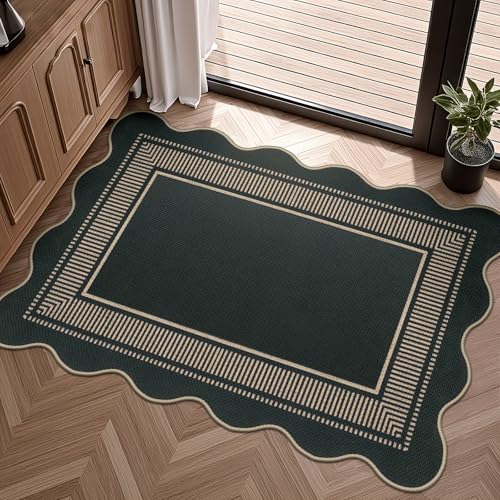 Easy Jute Outdoor Mats for Front Door, 2x3 Small Washable Kitchen Rugs, Farmhouse Black Throw Rug Non Slip Indoor Outdoor Carpet for Porch Entryway Foyer - color: Black Geometric-3, size: 2'x3' (Rectangular)
