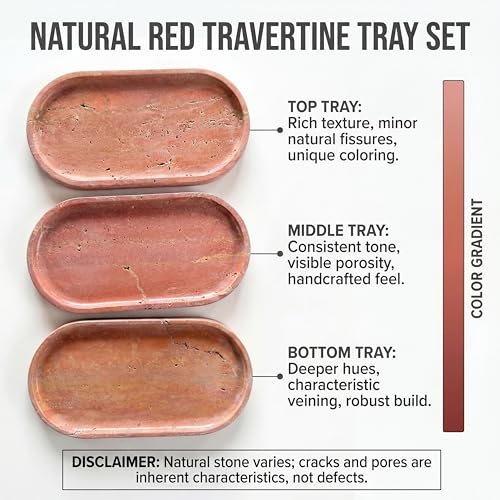 YKAJO Rosso Levanto Red Oval Marble Tray, 11.8x5.9 Perfume Organizer Dish - color: Rosso Levanto Red, size: 11.8" x 5.9" x 0.6"