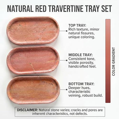 YKAJO Rosso Levanto Red Oval Marble Tray, 11.8x5.9 Perfume Organizer Dish - color: Rosso Levanto Red, size: 11.8" x 5.9" x 0.6"