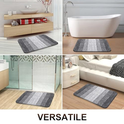 OLANLY Small Bathroom Rugs 24x16, Extra Soft Absorbent Microfiber Bath Rugs - color: Grey, size: 24" X 16"