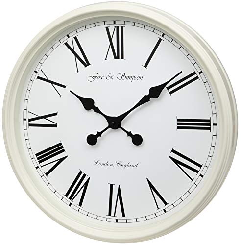 Extra Large 50cm Wall Clock in White - 20 Inch Silent Non Ticking Wall Clocks for Living Room, Vintage Farmhouse Train Station Design with Black Roman Numerals, Over Fireplace Clock - color: White