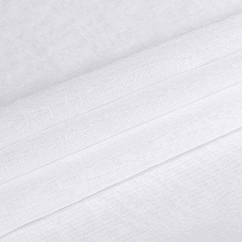 DWCN White Sheer Curtains for Living Room Bedroom - Faux Linen Look Voile Drapes Grommet Top Window Curtain Panel 46 x 63 Inch Length, Set of 2 Panels - color: White, size: 46"W x 63"L (Pack of 2)