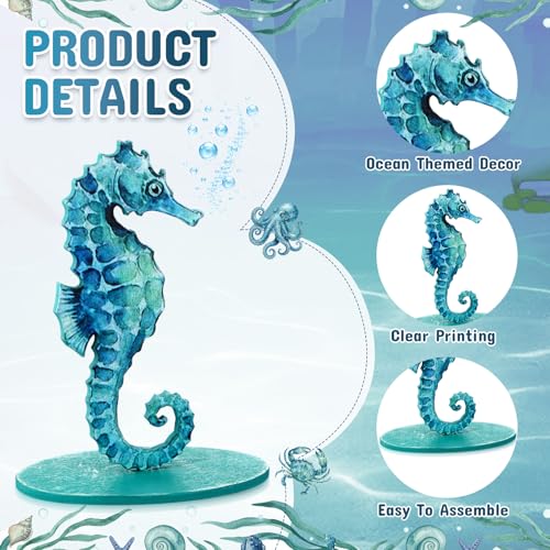 Wenqik 6 Sets Ocean Wooden Table Signs Beach Centerpiece - style: Ocean