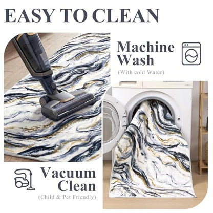 Yamaziot 2x6 Washable Modern Abstract Runner Rug Non-Slip for Hallways - color: Black, size: 2x6ft