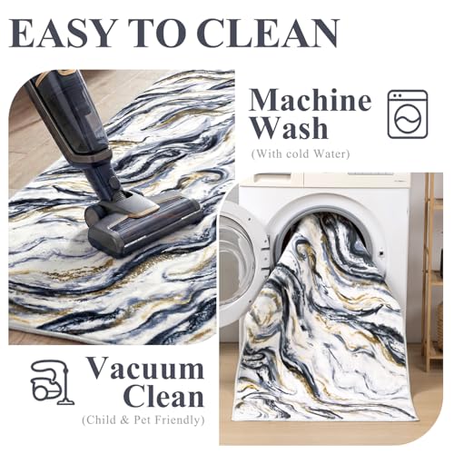 Yamaziot 2x8 Washable Modern Abstract Runner Rug Non-Slip for Hallways - color: Black, size: 2x8ft