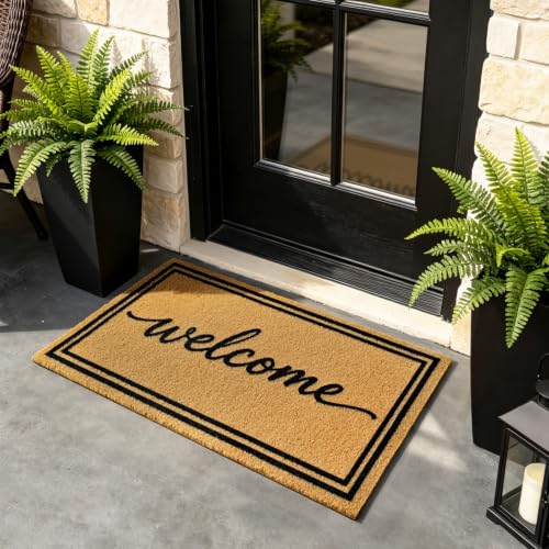 Front Door Mat Outside Non-Slip Welcome Doormat (Welcome, 17x29 in) - color: 1- Welcome Border- 2