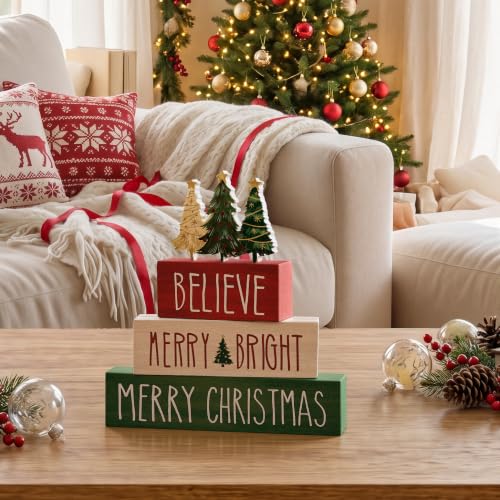 Smile Merry Christmas Wooden Signs Tabletop Indoor Decor - style: Xmas Tree