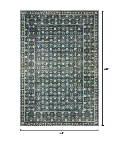 Loloi Rifle Paper Co Eden Lattice Indigo 2'-0" x 5'-0" Accent Rug - color: Lattice Indigo, size: 2' x 5' (Rectangular)