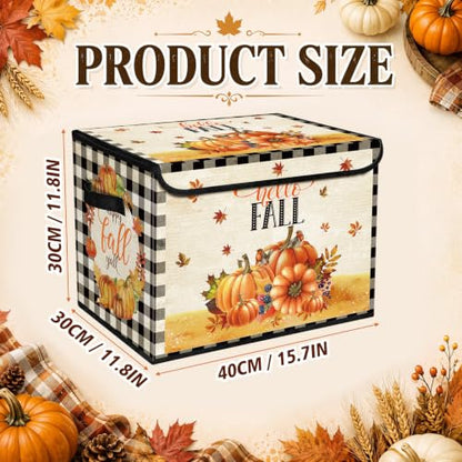 Briwooody Fall Pumpkin Storage Bin with Lid and Carrying Handle Storage Box - style: Pumpkin