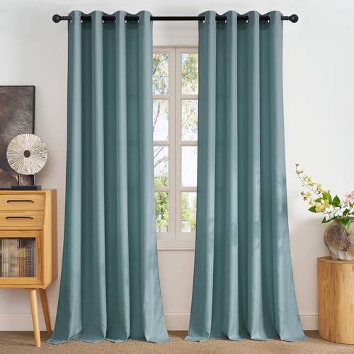 NICETOWN Non-See-Through Turquoise Privacy Sheer Curtains 84 Inches Long - color: Teal, size: 52"W x 84"L (Pack of 2)