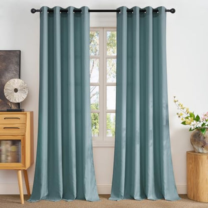 NICETOWN Non-See-Through Turquoise Privacy Sheer Curtains 84 Inches Long - color: Teal, size: 52"W x 84"L (Pack of 2)