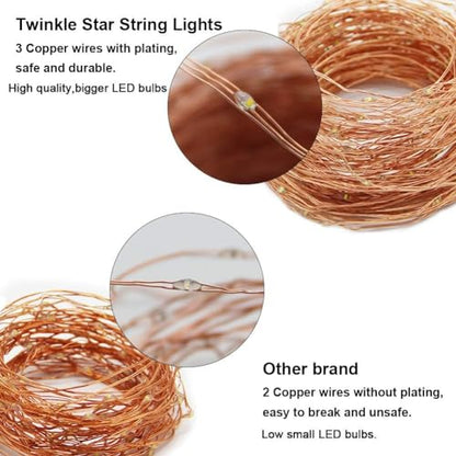 Twinkle Star 300 LED Copper Wire String Lights, Warm White 99 FT - color: Warm White, size: 99 ft